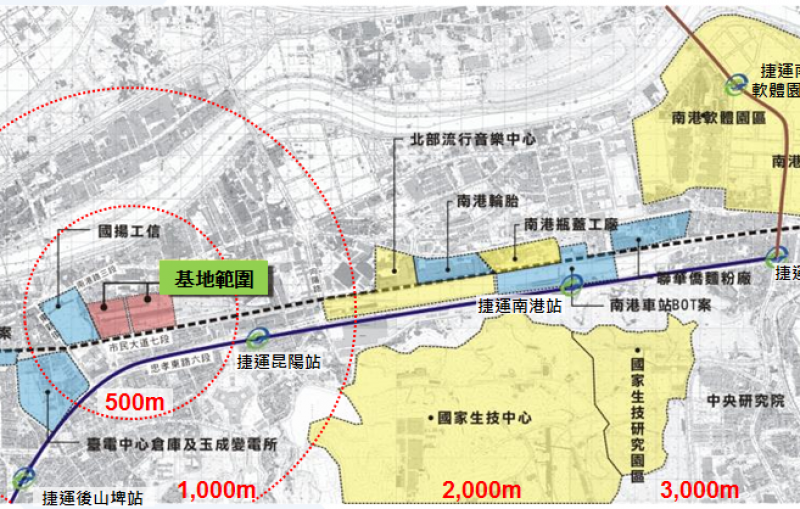 臺北市南港調車場都市更新招商開發案基地位置圖