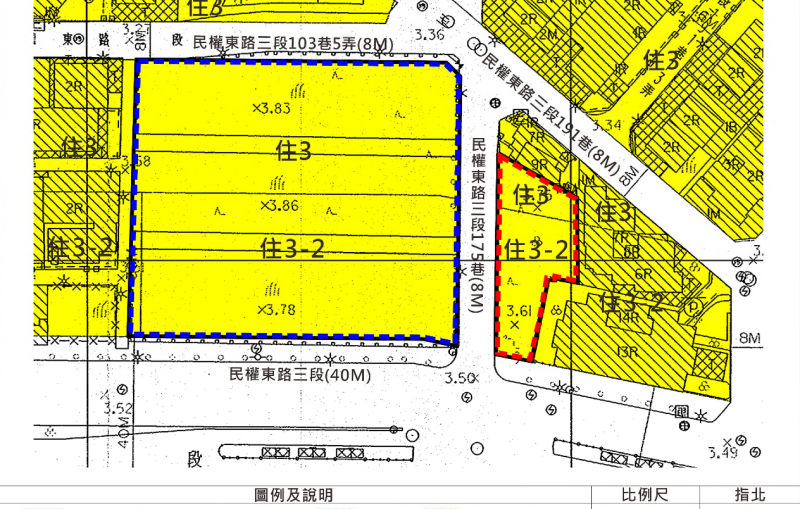 臺北市松山區敦化段四小段363-1地號等5筆土地公辦都市更新案土地使用分區圖